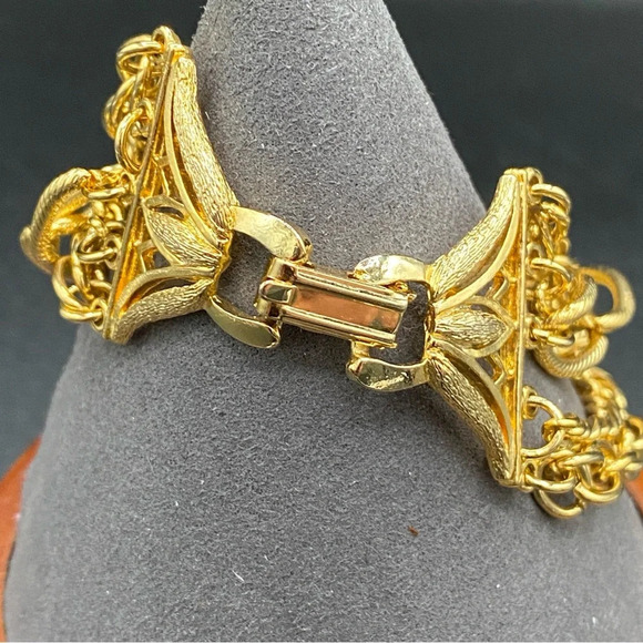 80s Disco Glam 5 Strand Flashy Gold Tone Bracelet - Picture 6 of 14